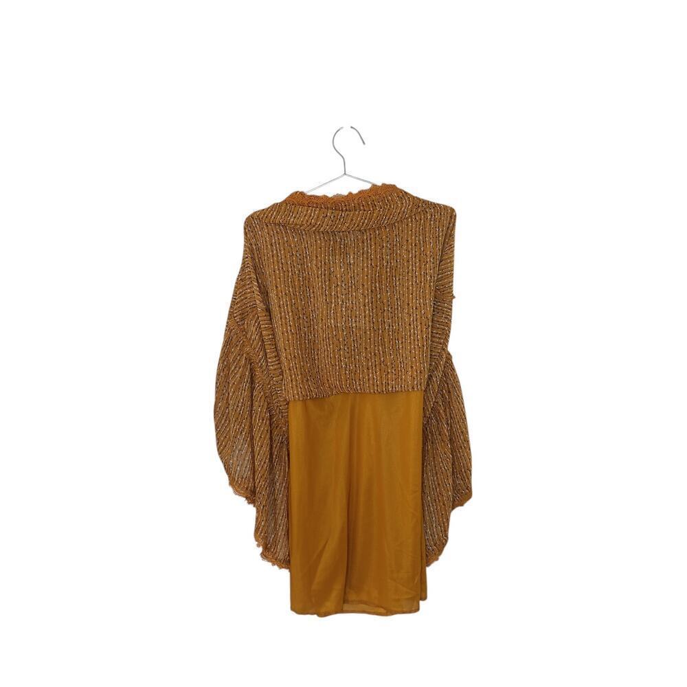 New POL Oversized Mustard Print Dress Women’s  Style Lace Trim Small - Picture 12 of 15